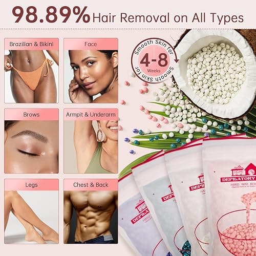 Lifestance Waxing Kit for Women & Men - Pink L3 Digital Warmer, Silicone Wax Pot Liner, Hair Removal Kit with 14.1oz Hard Wax Beads & Oil Spray, Professional for Home Brazilian Bikini Face Leg Body thumbnail 4