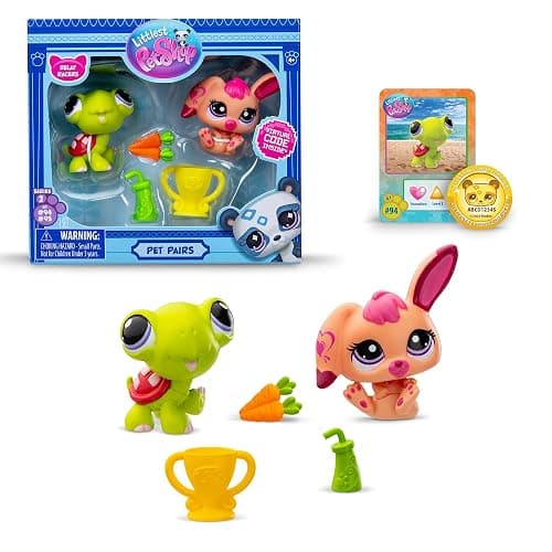 BANDAI Littlest Pet Shop Pet Pairs 2 Pack (ONE Supplied at Random) | Each Contains 2 LPS Mini Pet Toys 3 Accessories 1 Collector Card and 1 Virtual Code | Collectable Toys for Girls and Boys thumbnail 7