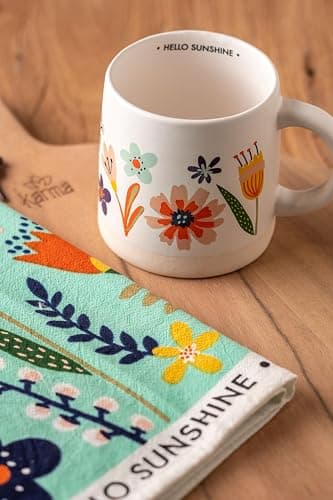 Karma, 14 oz Shelly Mug - Cute Coffee and Tea Mug - Ceramic Coffee Mugs for Women and Men, Hello Sunshine thumbnail 5