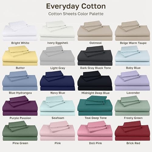 California Design Den Queen Sheet Set - Natural 100% Cotton Sheets Queen Size Bed Set with Deep Pockets, Soft Sateen Weave, Breathable and Durable Bedding (White) thumbnail 8