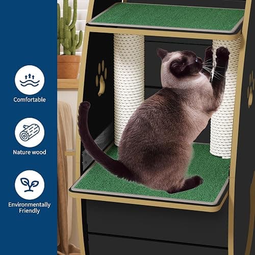 MilleLoom 4-in-1 Cat Running Wheel, Large Cat Treadmill,Large Quiet Exercise Wheel with Scratching Pad & Play Roller,Stable Wood Base for Indoor Cats thumbnail 4