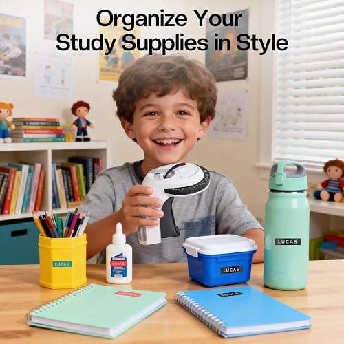 EazeID Embossing Label Maker Machine with Tapes, Manual Embossed Label Maker Retro, Vintage Embosser Labeler 3/8 Inch 9mm 3D Waterproof-Labels for Scrapbooking Supplies Kids DIY Craft Home Office Use thumbnail 3