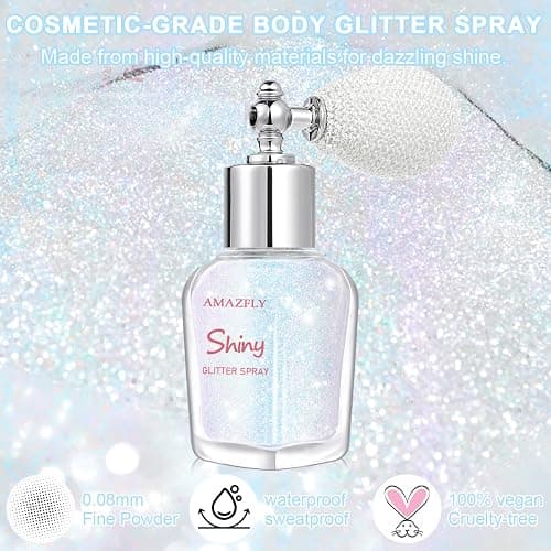 Hair and Body Glitter Spray, Shimmering Powder Sparkle Powder Makeup, Glitter Loose Sparkle Makeup for Body Highlighter,Festival Prom Rave Accessories (Sparkling Pink) thumbnail 2