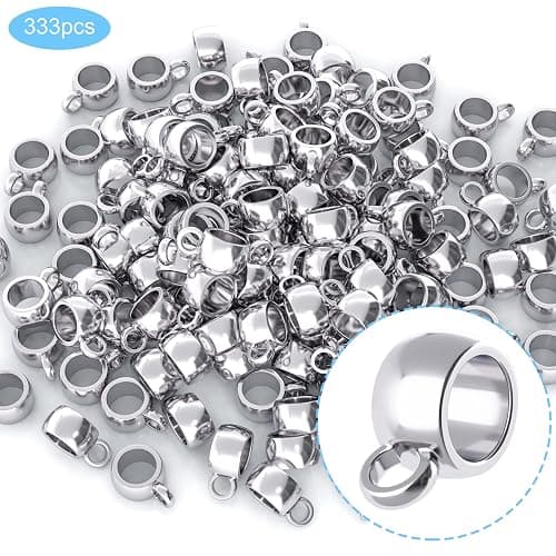 PAGOW 333 Pcs Links Bail Beads, Hypoallergenic Alloy Column Spacer Beads, Silver Connector Tube Charm for Jewelry Making DIY Bracelet Necklace Craft Accessories thumbnail 4