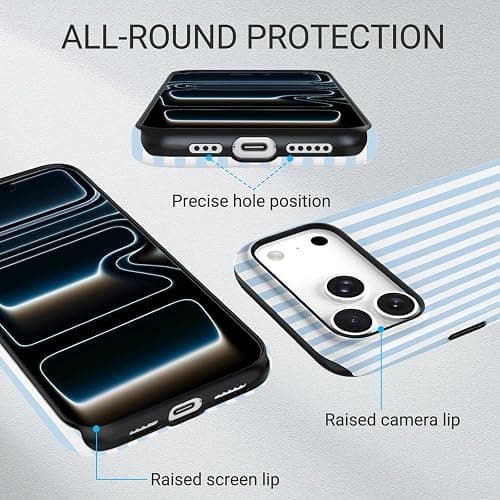 Mokiy TPU Phone Case for iPhone 17 Pro, MagSafe Wireless Charging Compatible, Shockproof Slim Fit Protective Cover with Anti-Yellowing & Raised Camera Protection (Blue Stripe, iPhone 17 Pro(6.3")) thumbnail 3