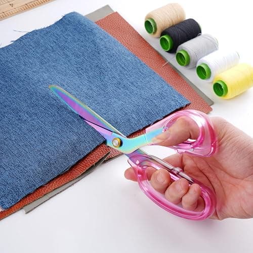 SCAIKTIG Acrylic Scissors Set, Office Scissors for Desk Heavy Duty, Pink Clear Comfort-Grip Handles and Titanium Coated Blades, Sharp Scissors all Purpose for Sewing, Art, Craft, School, Home Supplies thumbnail 6