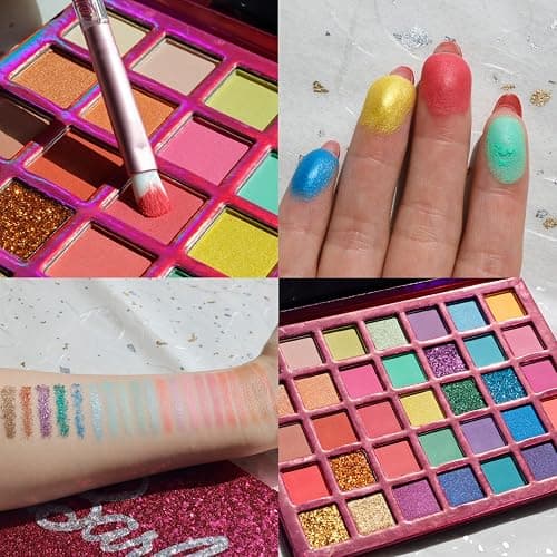Barbie 35-Well Shadow Palette, Shimmery and Opaque Colors, Pigmented Blendable, 8 Application Brushes Ages 8+, Perfect for Parties, Sleepovers & Makeovers, By Townley Girl thumbnail 4