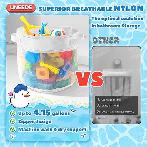 UNEEDE Badewannenspielzeug Aufbewahrung - Badespielzeug Organizer, Hängetasche Und Mesh Tasche Für Die Badewanne thumbnail 3
