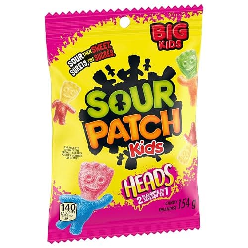 Sour Patch Kids Big Heads Candy, Gummy Candy, Sour then Sweet, 154 g, Prepared in Canada thumbnail 6