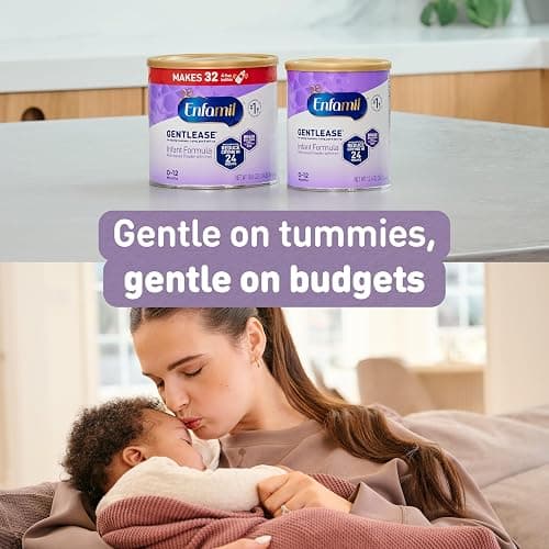 Enfamil Gentlease Baby Formula, Reduces Fussiness, Gas, Crying and Spit-up in 24 hours, DHA & Choline to support Brain development, Value Powder Can, 19.9 Oz thumbnail 2