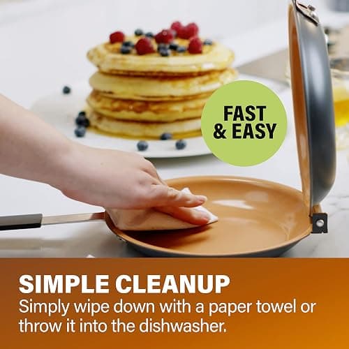 Gotham Steel Double Sided Pan, The Perfect Pancake Maker – Ceramic Nonstick Copper Easy to Flip Pancake Griddle for Fluffy Pancakes, Omelette Maker, Frittata Maker & More! Dishwasher Safe thumbnail 7