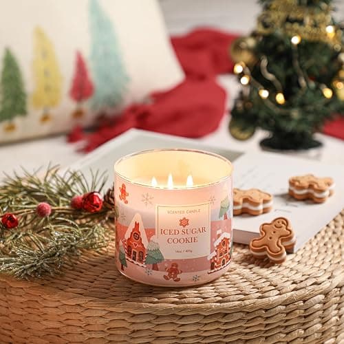 Gingerbread Christmas Scented Candle - Large 3 Wicks,Christmas Balsam Candles, 14oz, 60Hour Burn Time, Ideal Soy Candle Gift for Women, Friends, and Loved thumbnail 2