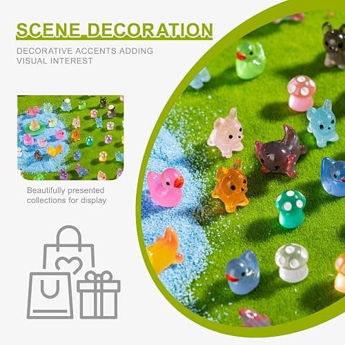 jrootouh 52pcs Mini Resin Animal Figures Bulk Duck Mushroom Frog Tiny Resin Animals Little Small Figures Miniatures for Party Favors Bag Fillers Dollhouse Decor thumbnail 6
