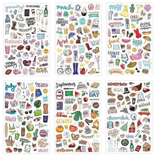 bloom daily planners Holiday Seasonal Planner Sticker Sheets - Vintage Seasonal Sticker Pack - Removable & Repositionable - Over 310 Stickers Per Pack! thumbnail 3