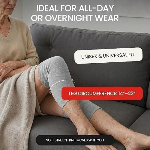 SENIOR ICARE Elastic Cotton Knee Warmers, Knee Sleeves for Men and Women - Circulation Support and Joint Pain Relief, Arthritis Aid, One Pair, Made in Japan thumbnail 2