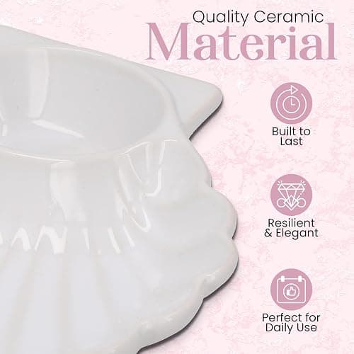 Large Seashell Jewelry Dish Trinket Tray for Women, White Ceramic Trinket Dish, Seashell Ring Holder, Cute Shell Jewelry Holder for Coastal Cowgirl, Coastal Granddaughter Room Decor, Stockholm Style thumbnail 5