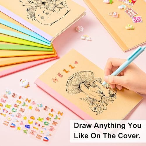 16 Pack Kraft Notebooks A5, Feela 60 Pages Lined Notepad Journal Bulk, Soft Brown Cover Multipack Notebooks for Students Travelers Writing Plans, Memos Office School Supplies, 14X21cm, 8 Pastel Colour thumbnail 4