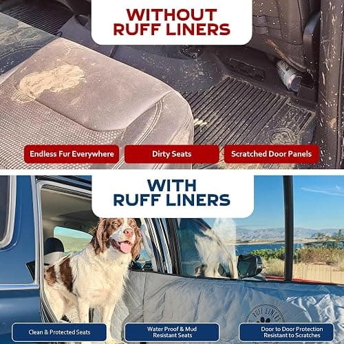 Ruff Liners Medium Dog Seat Cover, Black – As Seen on Shark Tank – Back Seat Protector for Cars, Mid-Size SUVs, & Mid-Size Trucks – Waterproof, Touch Fasteners, & Belt Slots – Sturdy Dog Hammock thumbnail 3