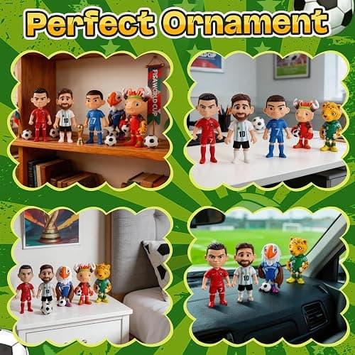 TCMOT 6PCS World Cup Mascot 2026 Star Player Figures Set, World Cup 2026 Merchandise, 3 Team Mascots + 3 Star Player Toys, Collectible Game Football Action Figures for Fans, Gift for Adults & Kids thumbnail 6