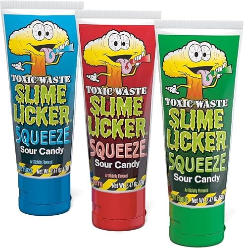 Toxic Waste Slime Licker Squeeze Candy, Apple Razz Cherry, 3 Pack Tubes | Squeezable sour gel, blue raspberry taste, fun novelty format, great for kids, adults, and gifting - Image 1