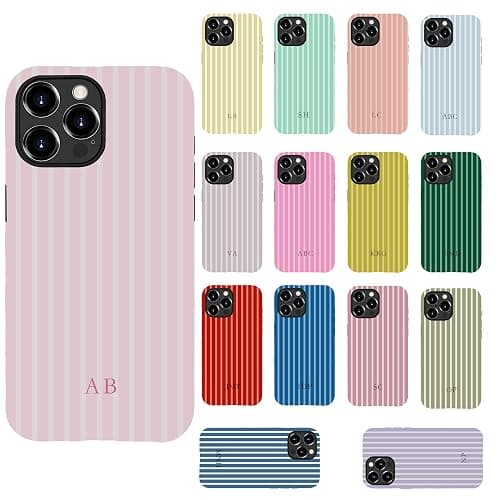 JACFLORAL Magnetic Shockproof Phone Case Compatible with iPhone 17/16/15/14/13/12/11, Custom Initial Letter Design, Minimalist Stripe Pattern Hard Back Cover for Women Men - Image 1