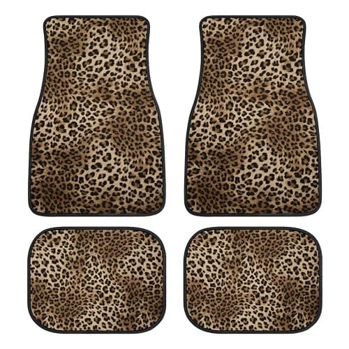Leopard Print Car Floor Mats Set of 4,Leopard Animal Skin Pattern Vehicle Front Rear Carpets Mat Decorative Car Floor Carpets Rugs Non-Slip Auto Car Accessories Universal Fit for Car SUV Truck Van thumbnail 2