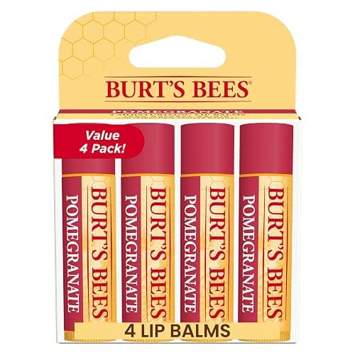 Burt's Bees Lip Balm - Pomegranate, Lip Moisturizer With Responsibly Sourced Beeswax, Tint-Free, Natural Origin Conditioning Treatment, 4 Tubes, 0.15 oz. - Image 1