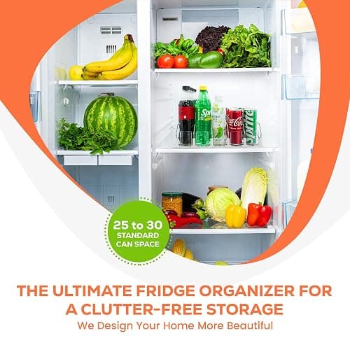 Upgraded Premium Drink Organizer for Fridge. Ultra Space Saving Drink Dispenser for Refrigerator with Larger Stopper Height and Automatic Pusher with Locking Feature. Holds 25 Cans (5 Rows, White) thumbnail 7