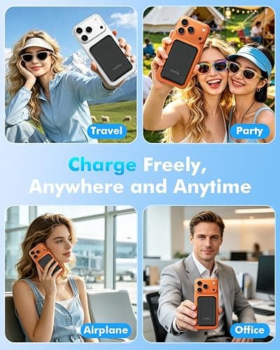 Miady Magnetic Portable Charger Power Bank for iPhone 5000mAh (Black+White) | Mini Portable Charger, Compact 5W Wireless Battery Pack for iPhone 17/16/15/14/13/12 thumbnail 8