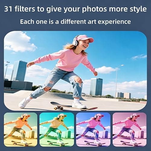 IRTANG 4K Vlogging Pocket Camera with 330° Rotating Lens & Face Tracking, Portable Pocket Digital Camera for YouTube ＆ TikTok with 128GB Card, Handheld Camera Tripod ＆ Carrying Bag (Pink) thumbnail 4