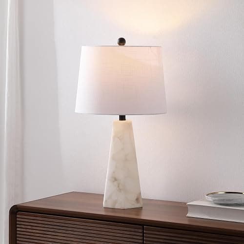 JONATHAN Y 25.5" Natural/Black Modern Table Lamp for Bedroom, White Linen Shade, Contemporary Bedside Nightstand Lamp for Living Room, LED Bulb Included (JYL6205B) thumbnail 3