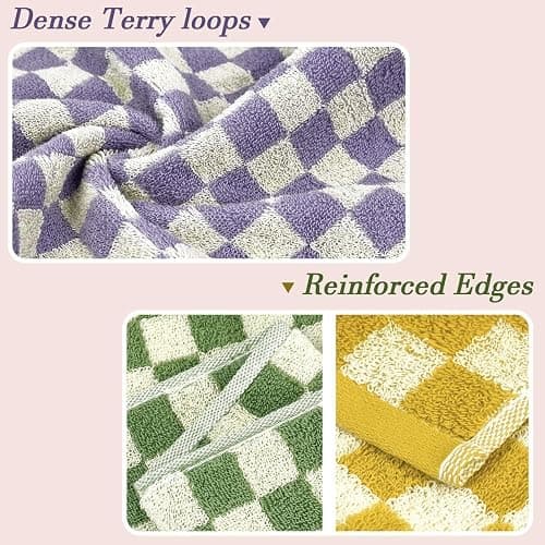 Jacquotha Hand Towels for Bathroom 4 Pack, Cotton Soft Absorbent for Face Spa Bath Gym Kitchen, Hand Towel Set Decorative Checkered, 13 x 29 Inches, 4 Colors thumbnail 6
