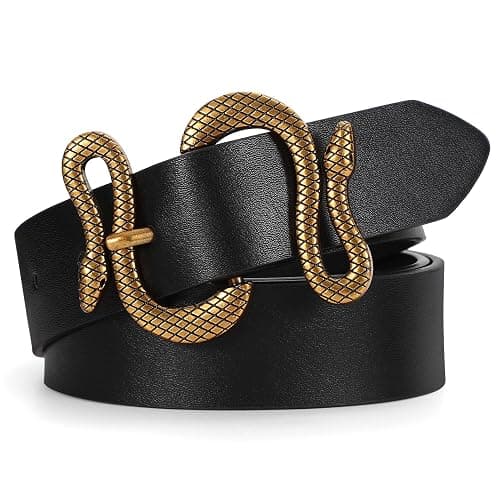 C O E CESCOSI Women Leather Belt with Snake Buckle Fashion Women Belt for Jeans Pants Dresses - Image 1