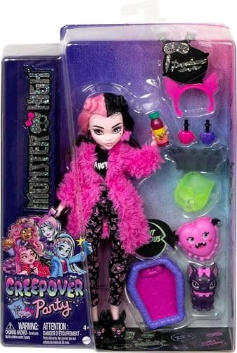 Monster High Doll, Draculaura Creepover Party Set with Pet Bat Count Fabulous, Sleepover Clothes and Accessories thumbnail 6
