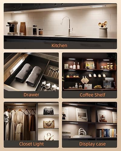 EZVALO Under Cabinet Lighting, Wireless Closet Lights, 50 LED Rechargeable Motion Sensor Light, Dimmable, 3 Color Temperatures, 11.8 inch Counter lights for Kitchen, Pantry, Bedroom, Wardrobe (3 Pack) thumbnail 7