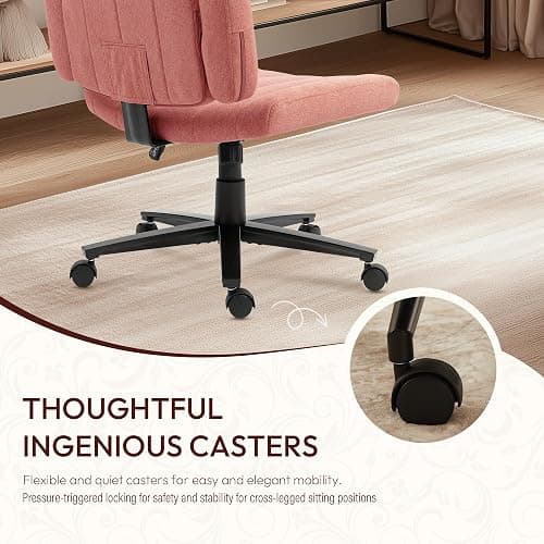 Vigosit Criss Cross Ergonomic Office Chair: 360° Swivel, Adjustable Lumbar Support & Armrests, Heavy-Duty Fabric (Pink) thumbnail 8