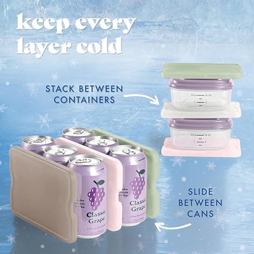 Cool Coolers by Fit & Fresh 4 Pack XL Slim Ice Packs, Quick Freeze Space Saving Reusable Ice Packs for Lunch Boxes or Coolers thumbnail 8