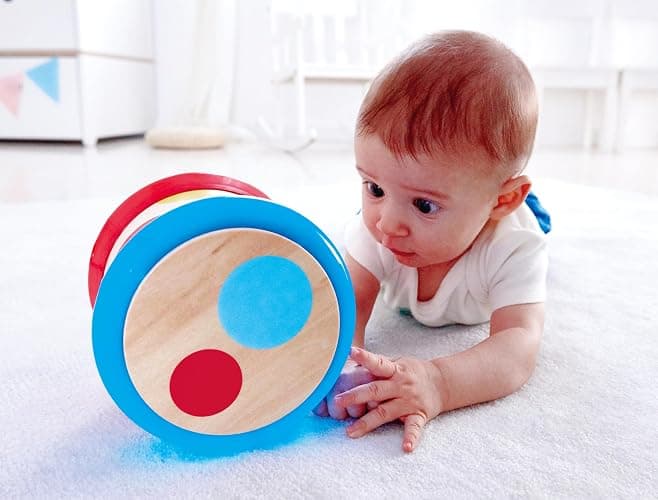 Hape Baby Drum | Colorful Rolling Drum Musical Instrument Toy for Toddlers, Rhythm & Sound Learning, Battery Powered (E0333) thumbnail 2