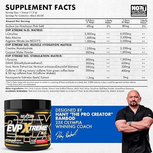 Evogen EVP Xtreme NO - Pre Workout Powder for Men & Women | Sugar Free Preworkout with Beta Alanine, Creatine, and Caffeine for Energy & Pump | Victory Punch | 40 Servings thumbnail 2
