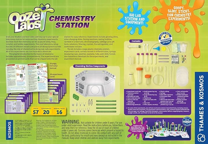 Thames & Kosmos Ooze Labs Chemistry Station Science Experiment Kit, 20 Non-Hazardous Experiments Including Safe Slime, Chromatography, Acids, Bases & More, Multi-Color thumbnail 3