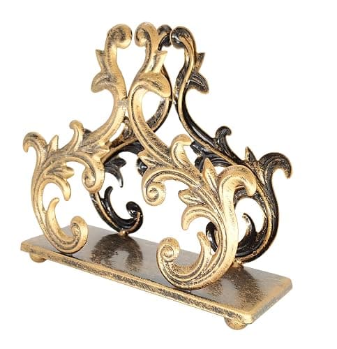 Owlgift Baroque Bronze Napkin Holder – Decorative Metal Tissue Rack for Tabletop, Mail, or Bill Organizer – 6 x 2 x 5.3 Inches, Rustic Finish for Home or Restaurant Use thumbnail 9