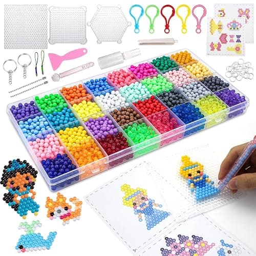 Fuse Beads Kit for Girls Ages 6+ – 4400 Pcs 5mm Beads in 32 Colors with Spray Bottle, Puzzle Guide, Clamps & Chains | Creative DIY Arts & Crafts Gift - Image 1