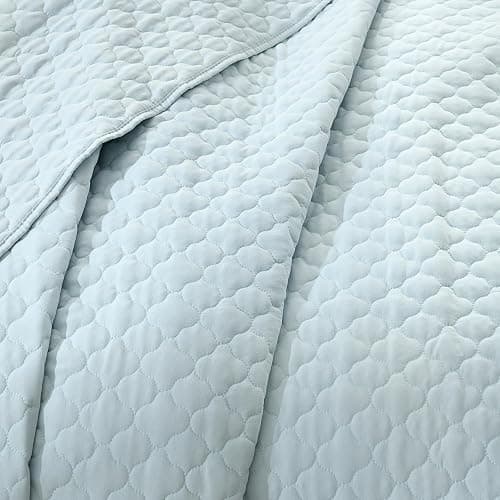 HORIMOTE HOME Quilt Twin Size Aqua Blue, Lightweight Quilt for Summer Ultra-Soft Microfiber Modern Style Quilted Clouds Pattern Bedspread Quit Set 2 Pieces (1 Quilt and 1 Pillow Sham) thumbnail 3