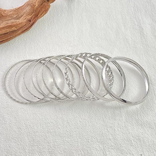 RINTOLER 16Pcs Gold Bangle Bracelets for Women - Multi Layer Stackable Textured Bracelets Boho Jewelrys Set. thumbnail 4