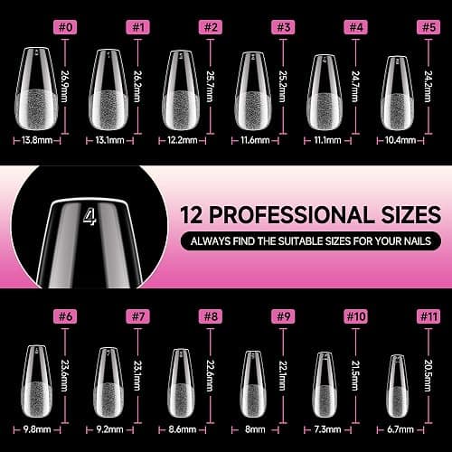 UNA GELLA Medium Coffin Nails Tips Gel Nail Tips Coffin 120pcs Half Matte Acrylic Full Cover Nail Tips Fake Nails Clear C offin Press on Nails for Nail Extensions Home DIY Salon 12 Sizes thumbnail 7