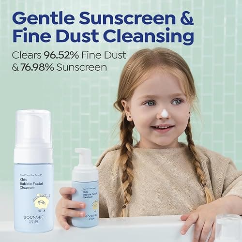 GOONGBE Kids Facial Care Kit - Korean Low pH Bubble Facial Cleanser & Moisture Face Lotion - Face Wash & Moisturizer Set with Cica & Panthenol - Allergen-Free Formula 3.38 fl.oz. & 2.7 oz. thumbnail 3