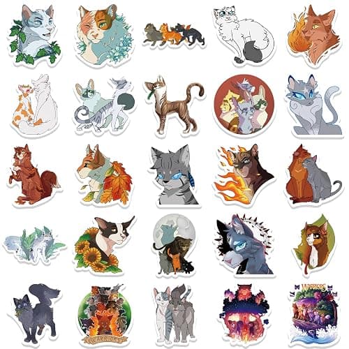 50pcs Warriors Cat Stickers for Kids, Cool Waterproof Vinyl Decal for Teen Adult Boy Laptop, Travel Case, Phone, Bike, Water Bottle, Guitar, Computer, Skateboard (Blue) thumbnail 4
