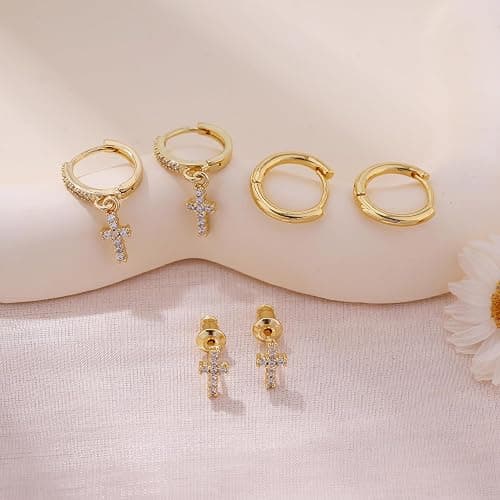 SELFROSE Stack Earrings For Women,Dainty 14K Gold Plated Pearl Hoop Huggie Earring Set Cute Chain Cartilage Earring Stack Trendy Hypoallergenic Long Drop Stud Earrings Jewelry thumbnail 4