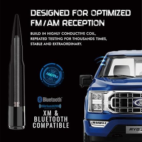RYDONAIR Short Antenna Compatible with Ford F150 Raptor 2009-2026 & Ford Bronco 2021-2023, Internal Copper Coil for Enhanced Reception, Car Wash Proof, 50 Cal ABS Antenna Replacement thumbnail 2