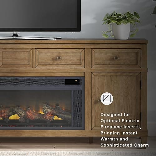 Signature Design by Ashley Sharlance 81" Wood TV Stand for TVs up to 93" | Fits TVs up to 93 in, Hardwood solids hickory wood veneer and MDF substrate, 4 drawers, 2 cabinets, Fireplace compatible thumbnail 6